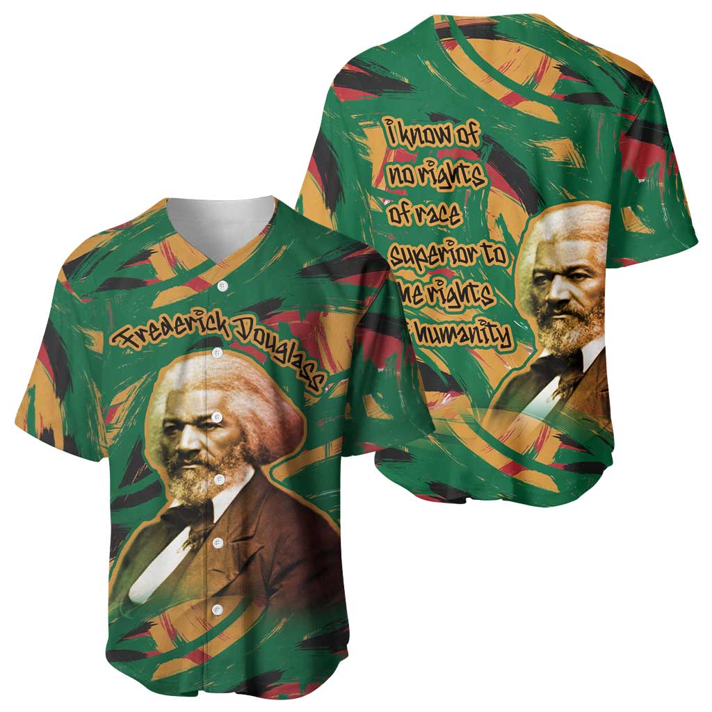 Frederick Douglass Baseball Jersey Green Abstract Design Civil Rights Leader Quote on Race and Humanity TS04