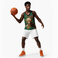 Frederick Douglass Basketball Jersey Green Abstract Design Civil Rights Leader Quote on Race and Humanity - Wonder Print Shop