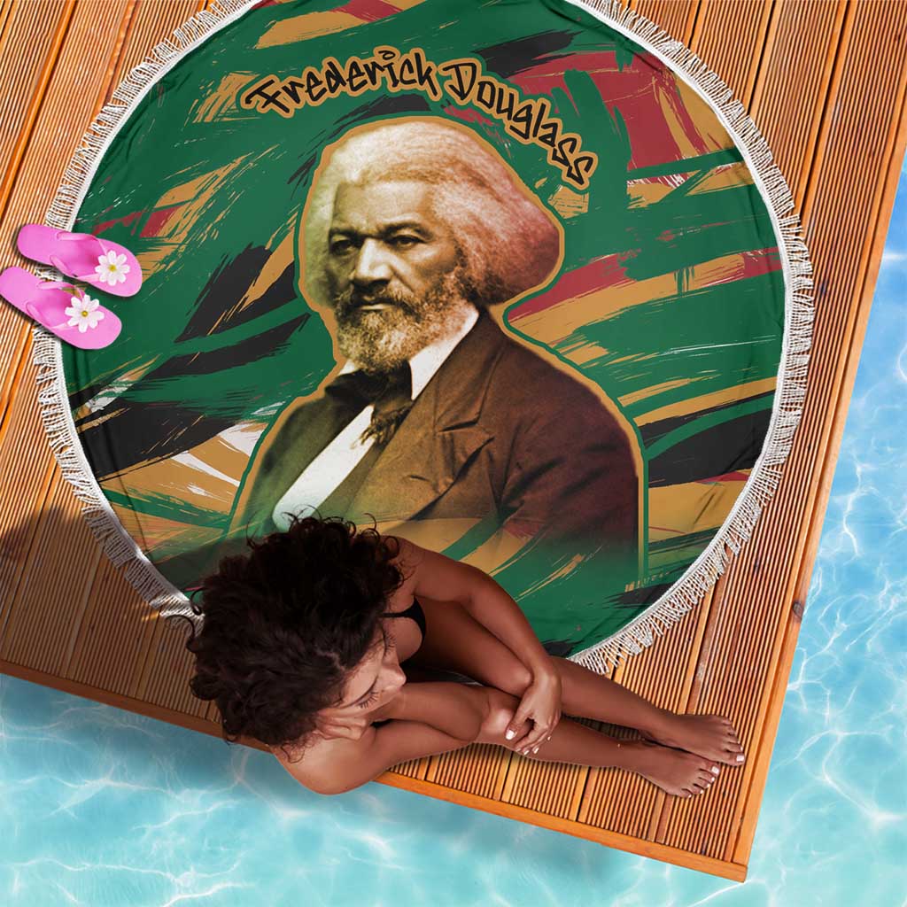 Frederick Douglass Beach Blanket Green Abstract Design Civil Rights Leader Quote on Race and Humanity - Wonder Print Shop