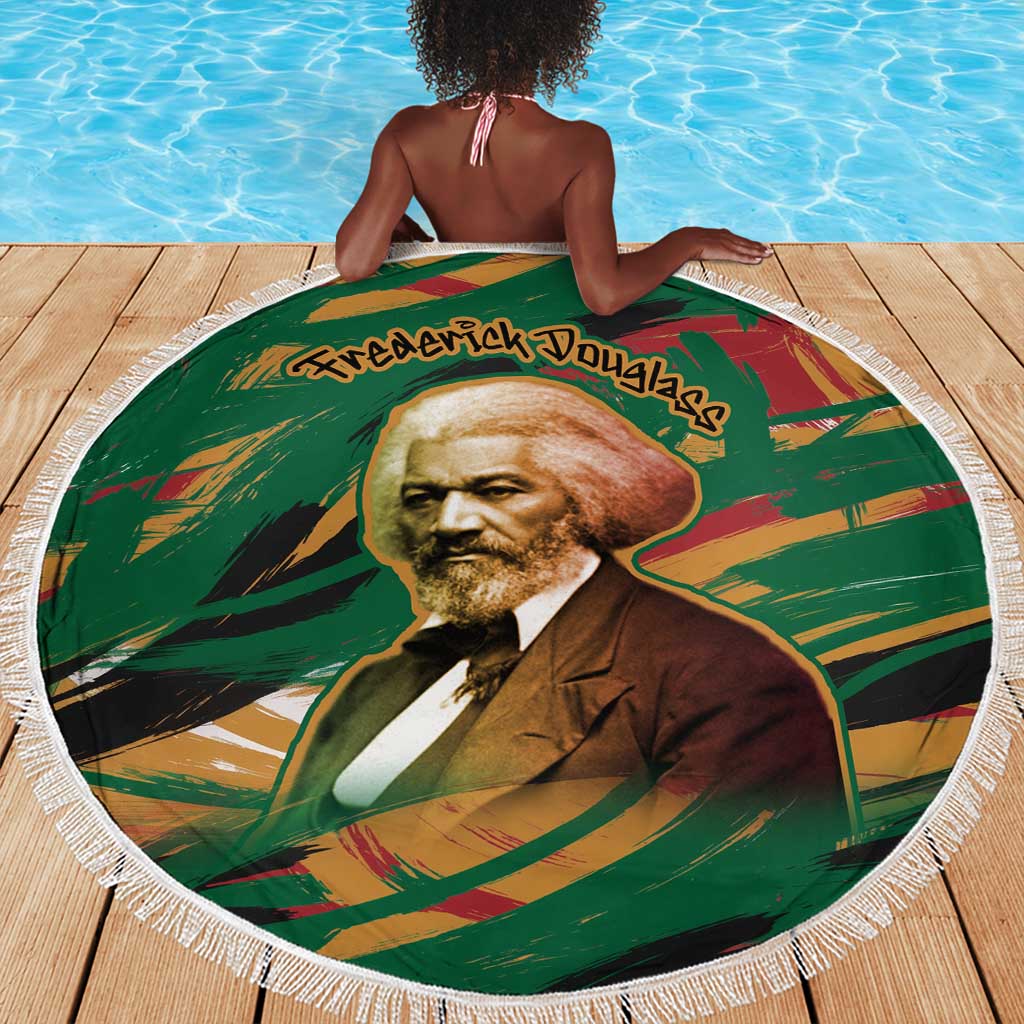 Frederick Douglass Beach Blanket Green Abstract Design Civil Rights Leader Quote on Race and Humanity - Wonder Print Shop