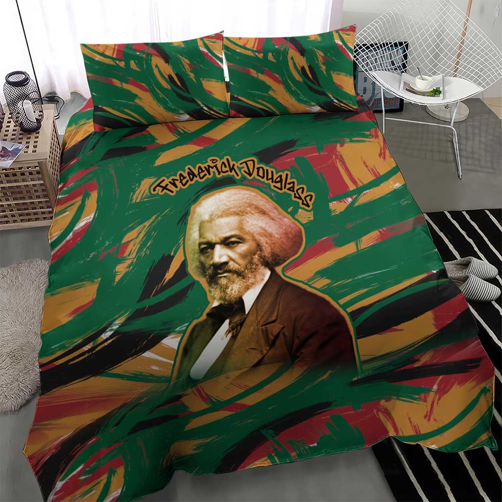 Frederick Douglass Bedding Set Green Abstract Design Civil Rights Leader Quote on Race and Humanity - Wonder Print Shop