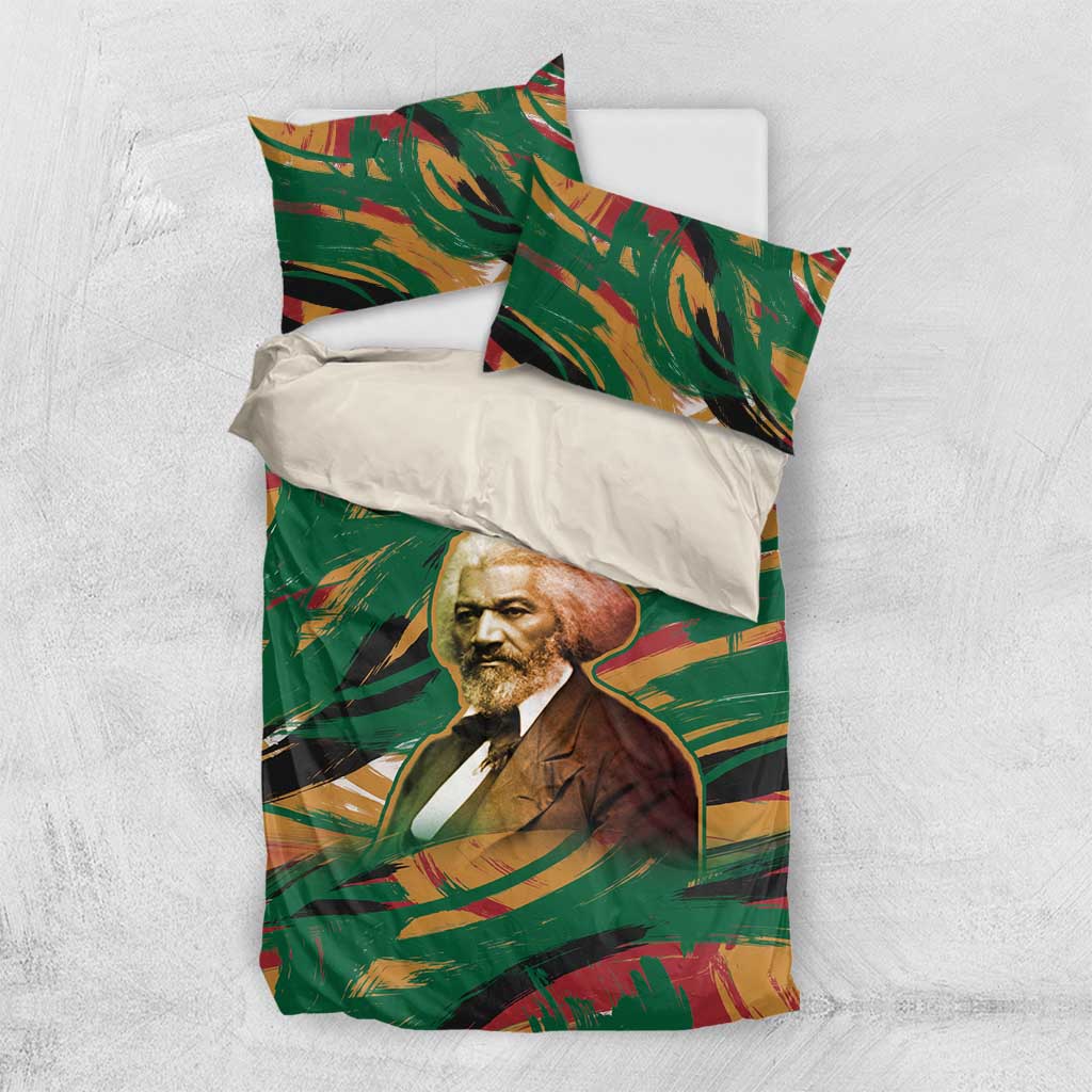 Frederick Douglass Bedding Set Green Abstract Design Civil Rights Leader Quote on Race and Humanity - Wonder Print Shop
