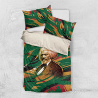 Frederick Douglass Bedding Set Green Abstract Design Civil Rights Leader Quote on Race and Humanity - Wonder Print Shop