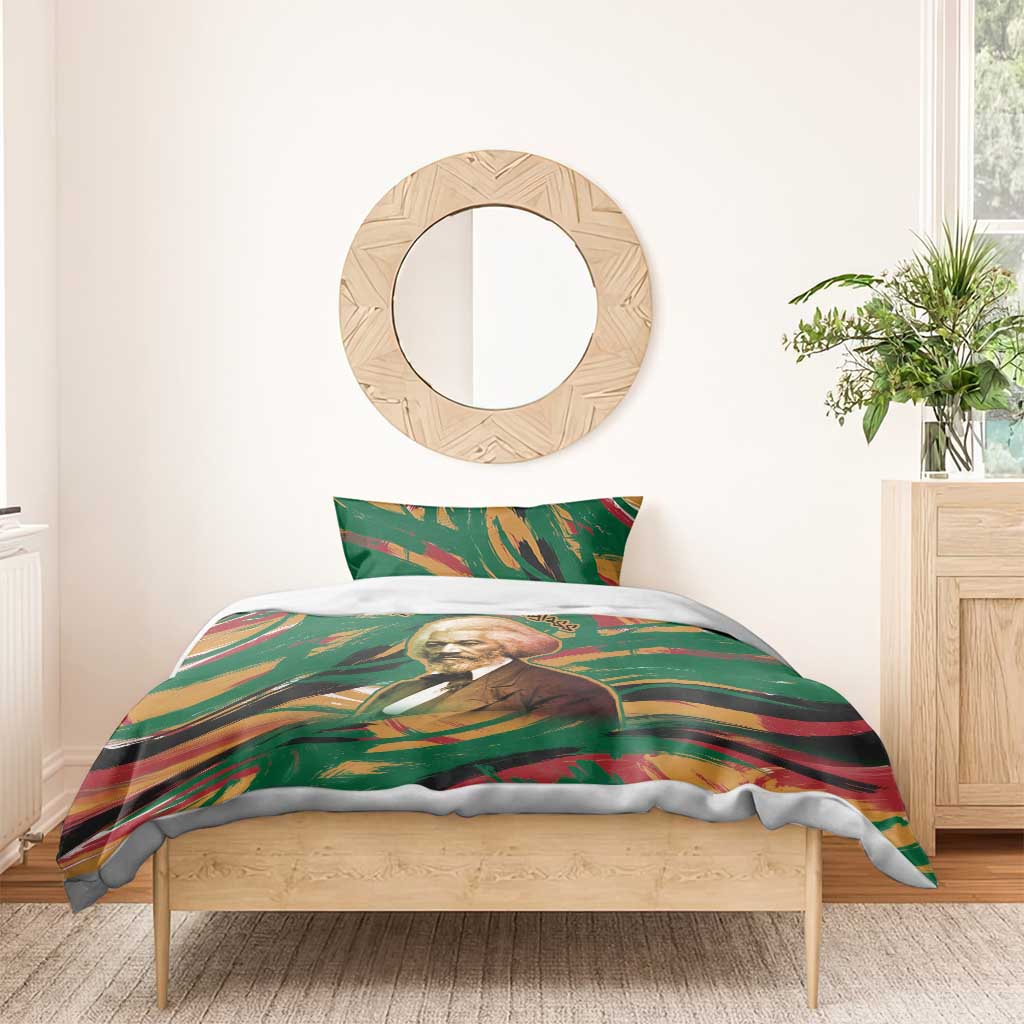 Frederick Douglass Bedding Set Green Abstract Design Civil Rights Leader Quote on Race and Humanity - Wonder Print Shop