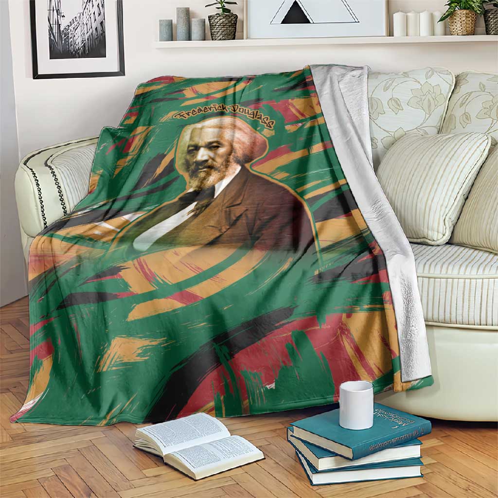 Frederick Douglass Blanket Green Abstract Design Civil Rights Leader Quote on Race and Humanity - Wonder Print Shop