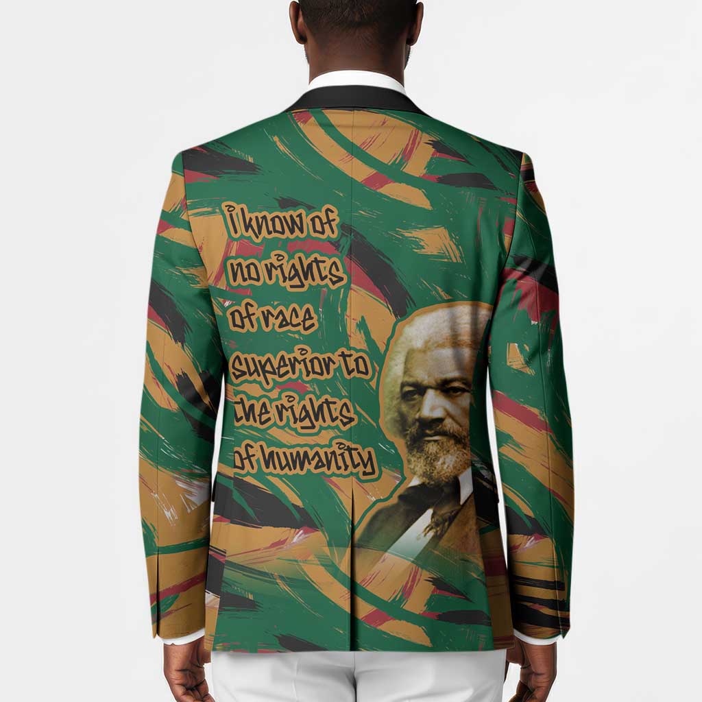 Frederick Douglass Blazer Green Abstract Design Civil Rights Leader Quote on Race and Humanity - Wonder Print Shop