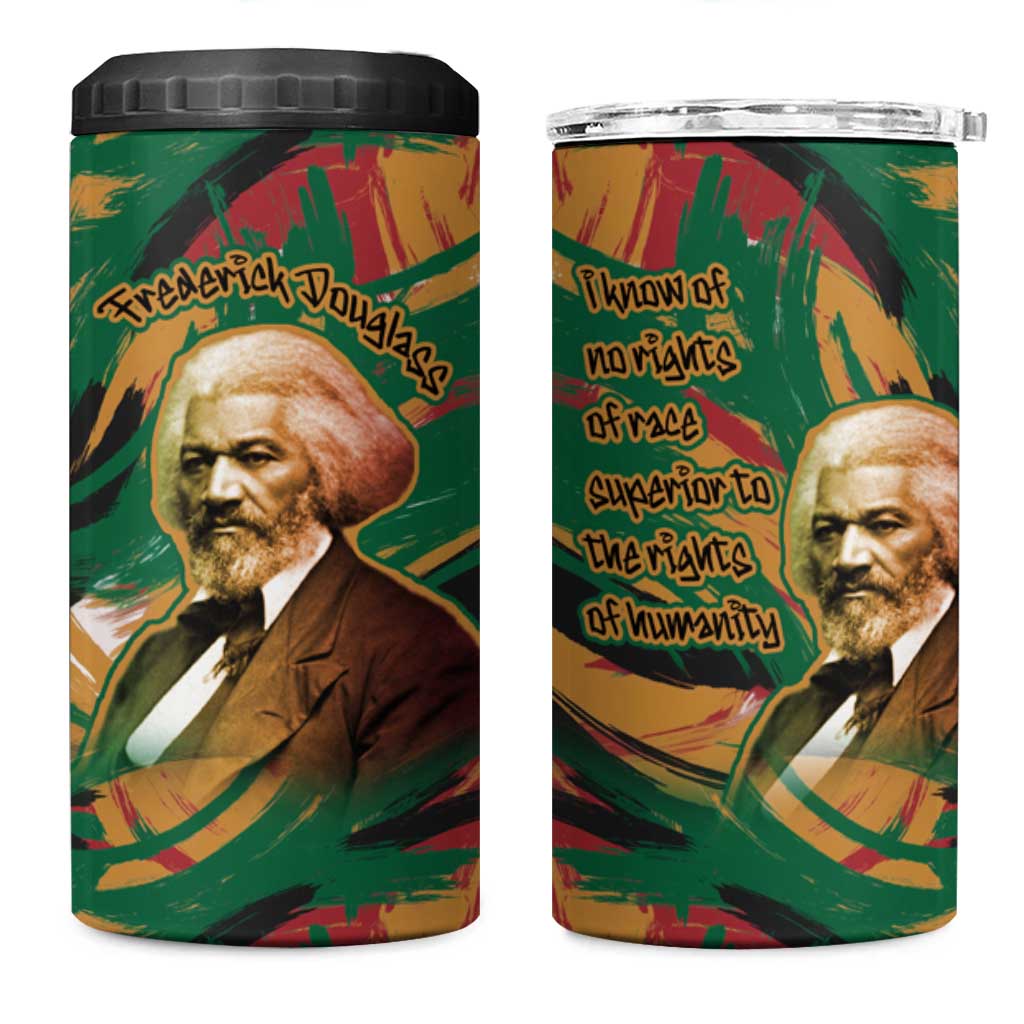 Frederick Douglass 4 in 1 Can Cooler Tumbler Green Abstract Design Civil Rights Leader Quote on Race and Humanity - Wonder Print Shop