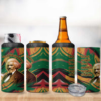 Frederick Douglass 4 in 1 Can Cooler Tumbler Green Abstract Design Civil Rights Leader Quote on Race and Humanity - Wonder Print Shop