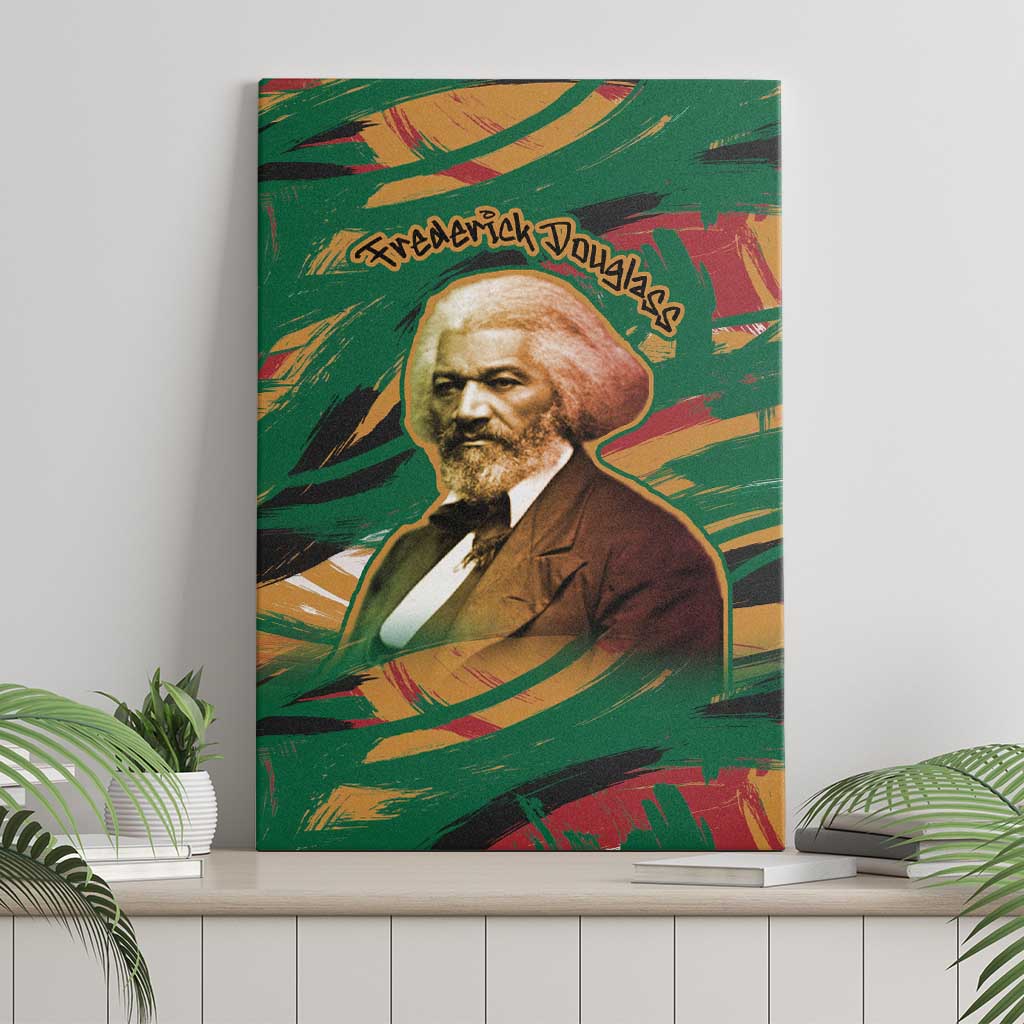 Frederick Douglass Canvas Wall Art Green Abstract Design Civil Rights Leader Quote on Race and Humanity - Wonder Print Shop