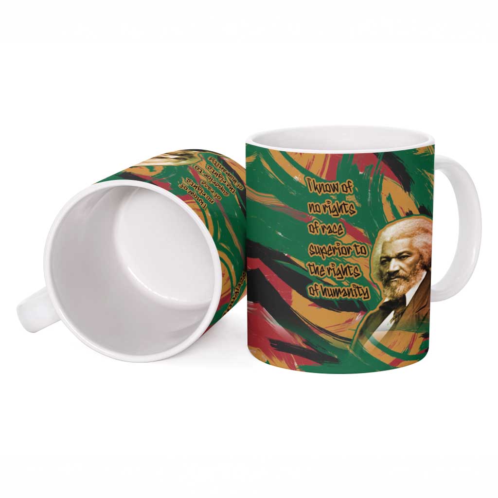 Frederick Douglass Ceramic Mug Green Abstract Design Civil Rights Leader Quote on Race and Humanity - Wonder Print Shop