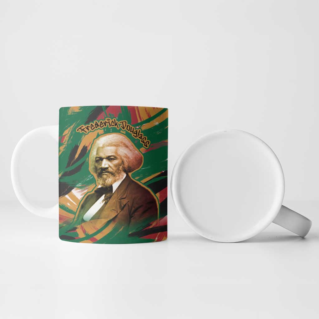Frederick Douglass Ceramic Mug Green Abstract Design Civil Rights Leader Quote on Race and Humanity - Wonder Print Shop