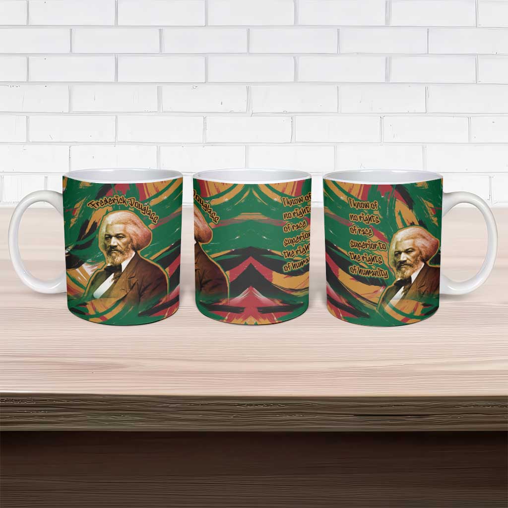 Frederick Douglass Ceramic Mug Green Abstract Design Civil Rights Leader Quote on Race and Humanity - Wonder Print Shop