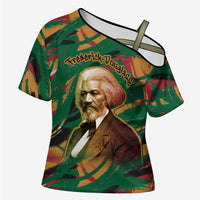 Frederick Douglass Cross Shoulder Shirt Green Abstract Design Civil Rights Leader Quote on Race and Humanity - Wonder Print Shop