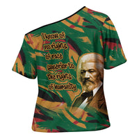 Frederick Douglass Cross Shoulder Shirt Green Abstract Design Civil Rights Leader Quote on Race and Humanity - Wonder Print Shop
