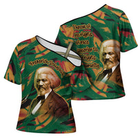 Frederick Douglass Cross Shoulder Shirt Green Abstract Design Civil Rights Leader Quote on Race and Humanity - Wonder Print Shop