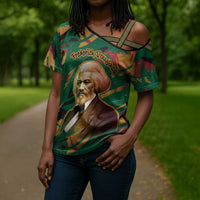 Frederick Douglass Cross Shoulder Shirt Green Abstract Design Civil Rights Leader Quote on Race and Humanity - Wonder Print Shop
