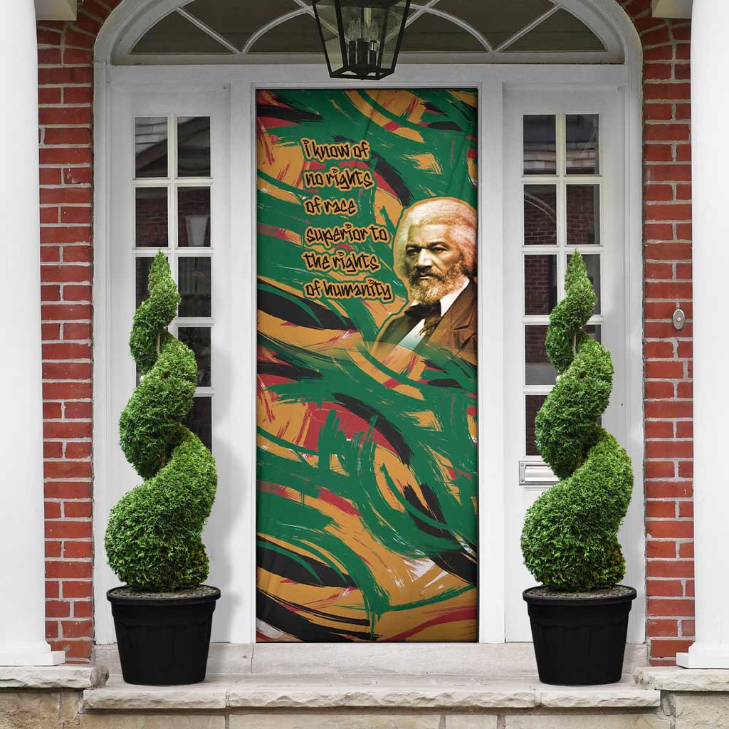 Frederick Douglass Door Cover Green Abstract Design Civil Rights Leader Quote on Race and Humanity - Wonder Print Shop