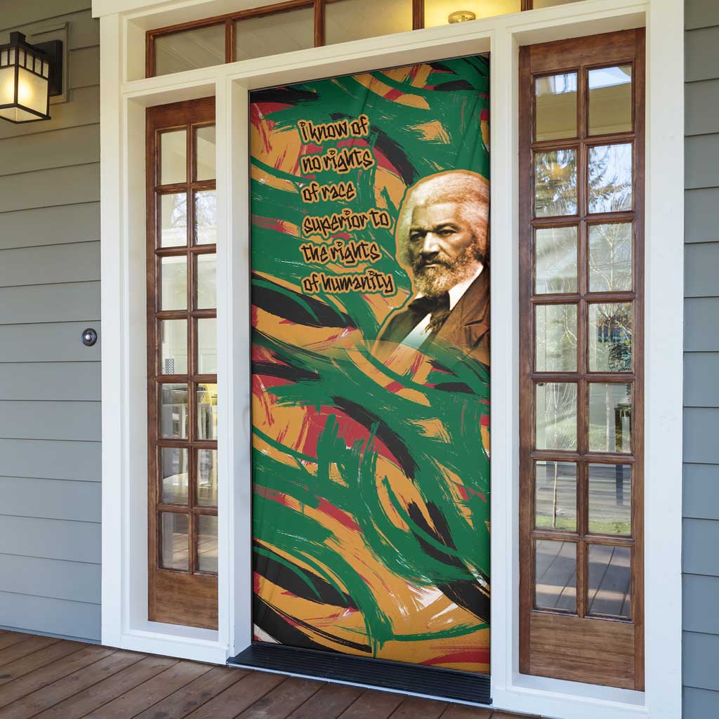 Frederick Douglass Door Cover Green Abstract Design Civil Rights Leader Quote on Race and Humanity - Wonder Print Shop