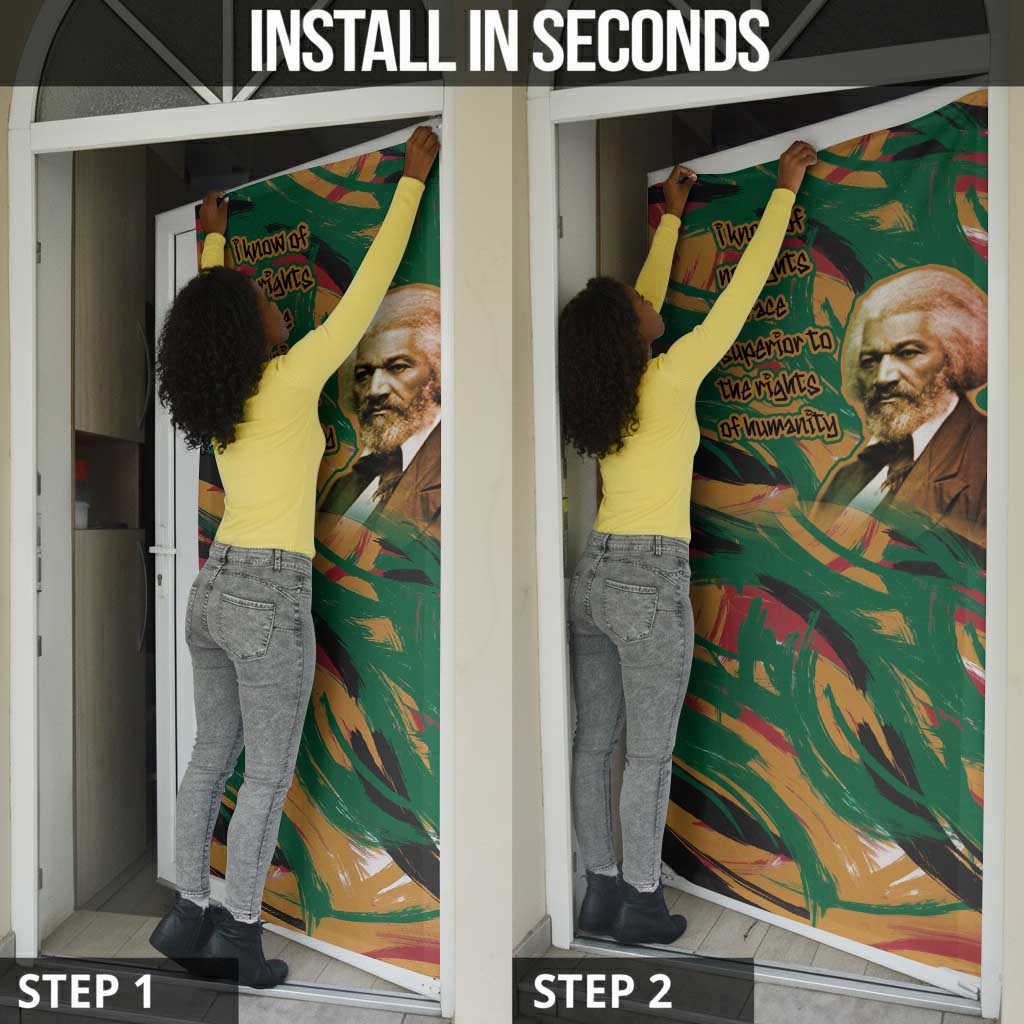 Frederick Douglass Door Cover Green Abstract Design Civil Rights Leader Quote on Race and Humanity - Wonder Print Shop
