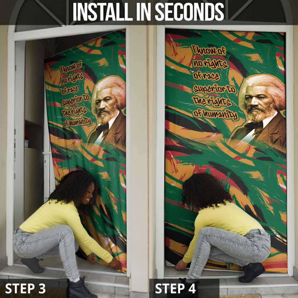 Frederick Douglass Door Cover Green Abstract Design Civil Rights Leader Quote on Race and Humanity - Wonder Print Shop