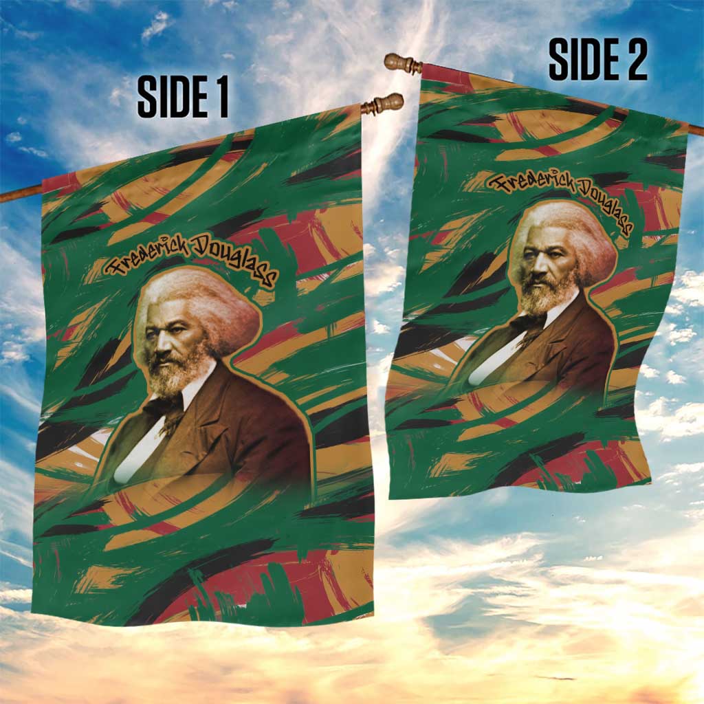Frederick Douglass Garden Flag Green Abstract Design Civil Rights Leader Quote on Race and Humanity - Wonder Print Shop