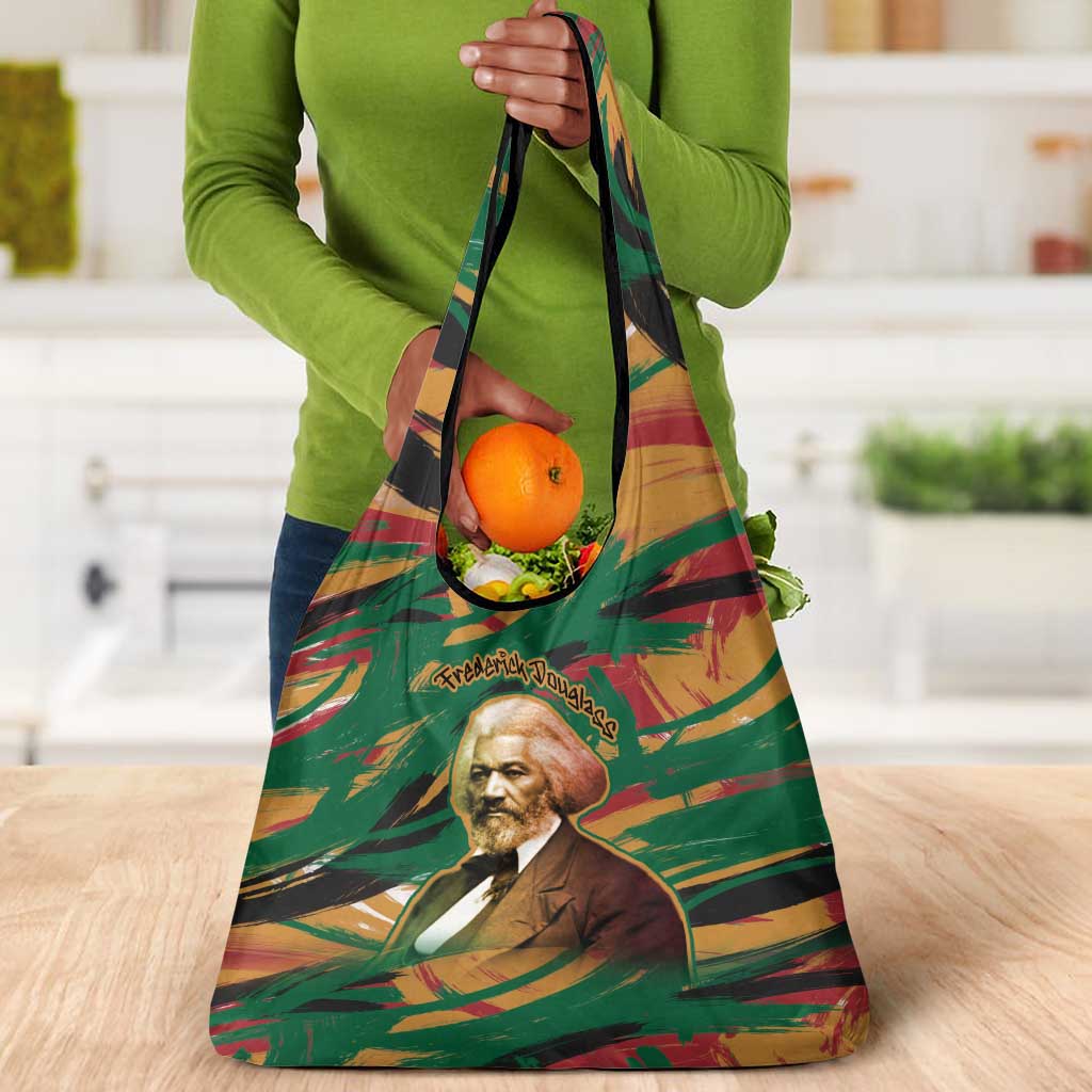 Frederick Douglass Grocery Bag Green Abstract Design Civil Rights Leader Quote on Race and Humanity - Wonder Print Shop