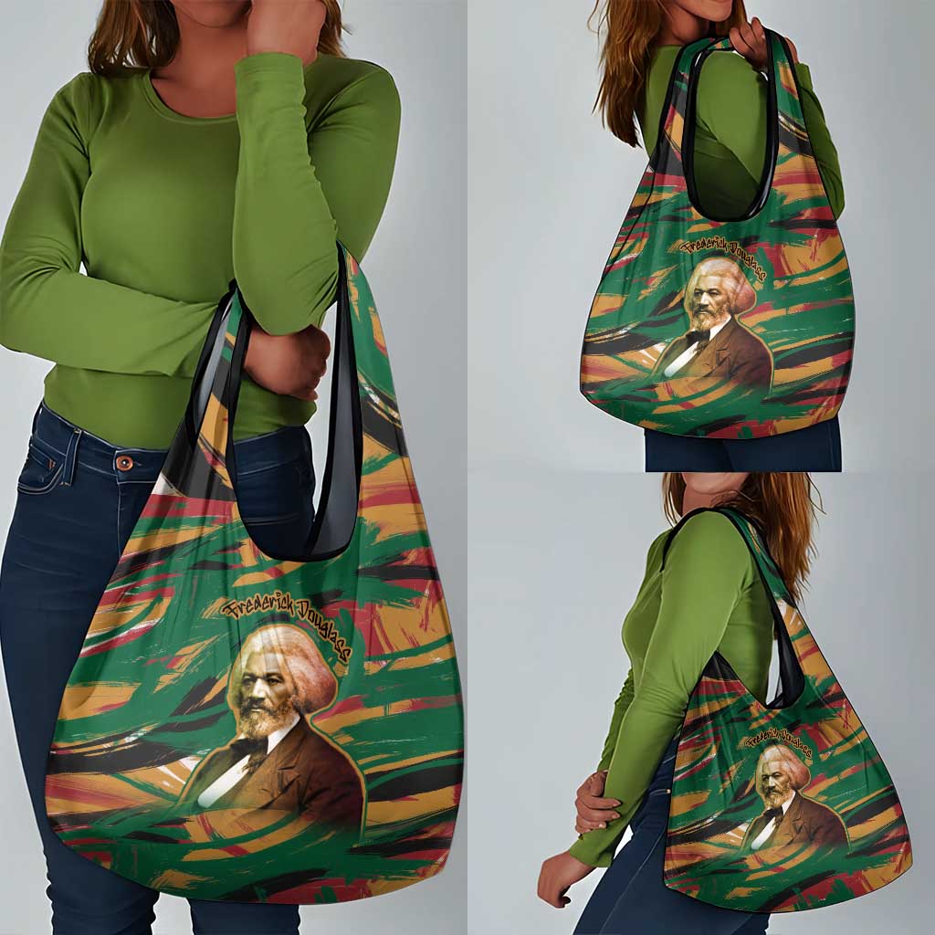 Frederick Douglass Grocery Bag Green Abstract Design Civil Rights Leader Quote on Race and Humanity - Wonder Print Shop