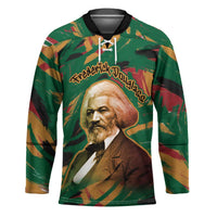 Frederick Douglass Hockey Jersey Green Abstract Design Civil Rights Leader Quote on Race and Humanity - Wonder Print Shop
