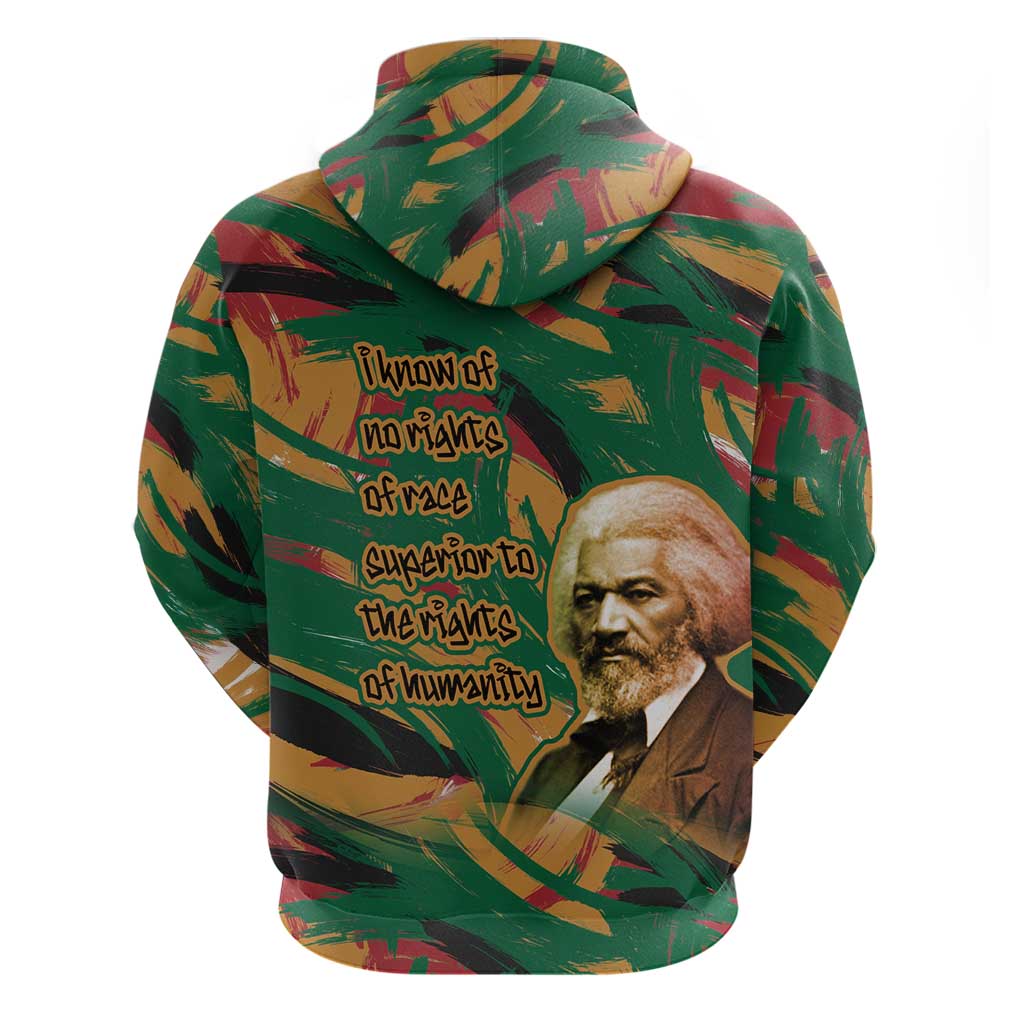 Frederick Douglass Hoodie Green Abstract Design Civil Rights Leader Quote on Race and Humanity - Wonder Print Shop