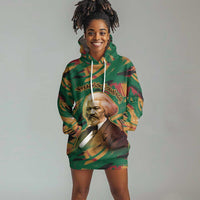 Frederick Douglass Hoodie Dress Green Abstract Design Civil Rights Leader Quote on Race and Humanity - Wonder Print Shop