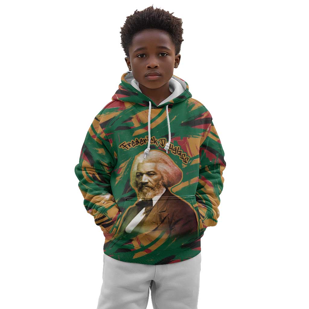 Frederick Douglass Kid Hoodie Green Abstract Design Civil Rights Leader Quote on Race and Humanity - Wonder Print Shop