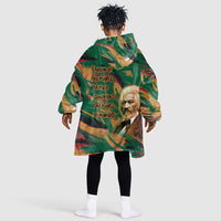 Frederick Douglass Kid Wearable Blanket Hoodie Green Abstract Design Civil Rights Leader Quote on Race and Humanity - Wonder Print Shop