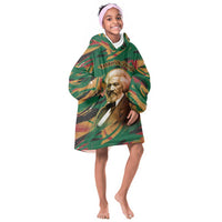 Frederick Douglass Kid Wearable Blanket Hoodie Green Abstract Design Civil Rights Leader Quote on Race and Humanity - Wonder Print Shop