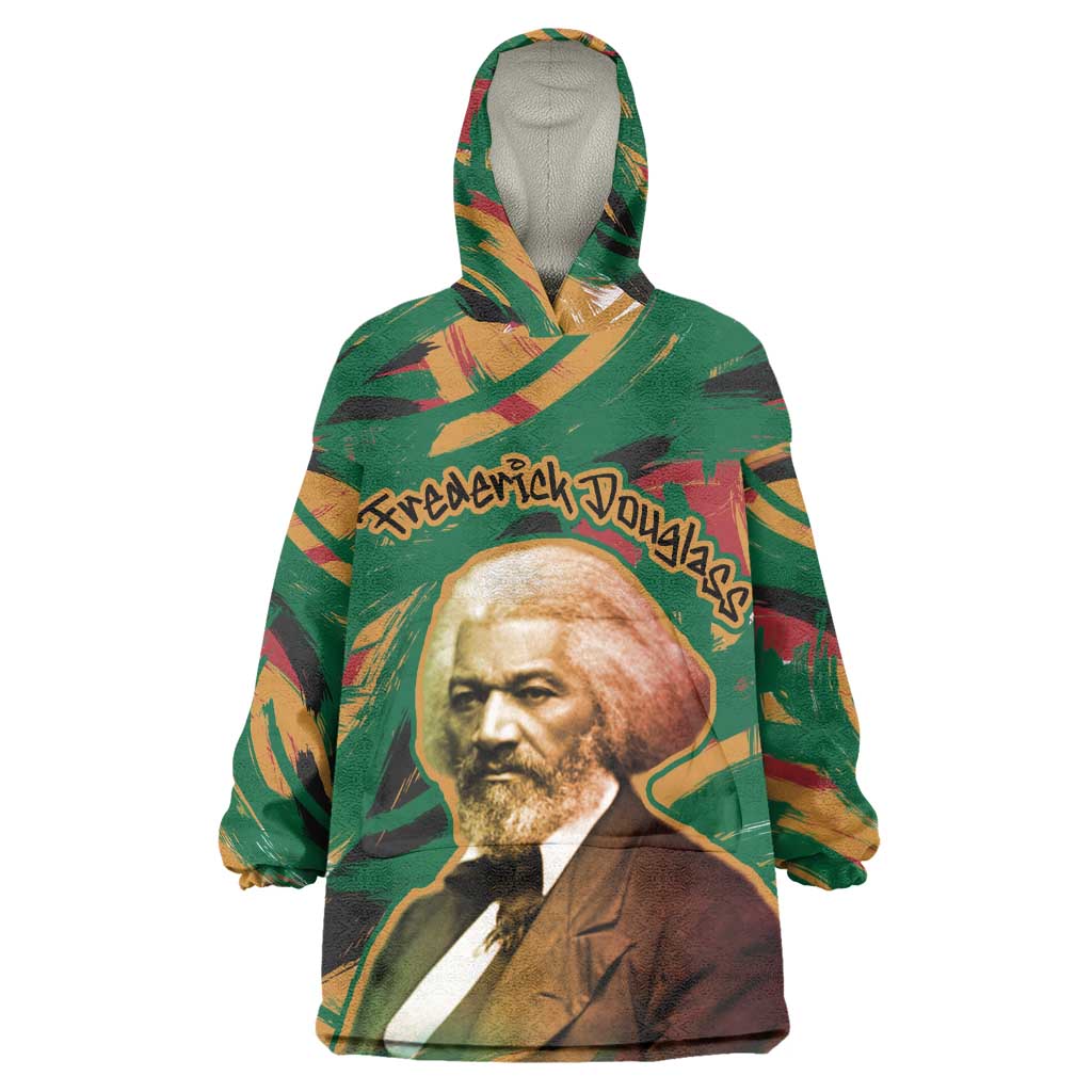 Frederick Douglass Kid Wearable Blanket Hoodie Green Abstract Design Civil Rights Leader Quote on Race and Humanity - Wonder Print Shop