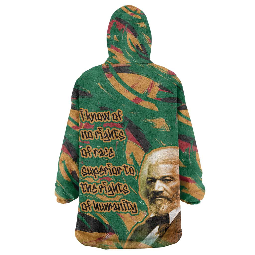 Frederick Douglass Kid Wearable Blanket Hoodie Green Abstract Design Civil Rights Leader Quote on Race and Humanity - Wonder Print Shop
