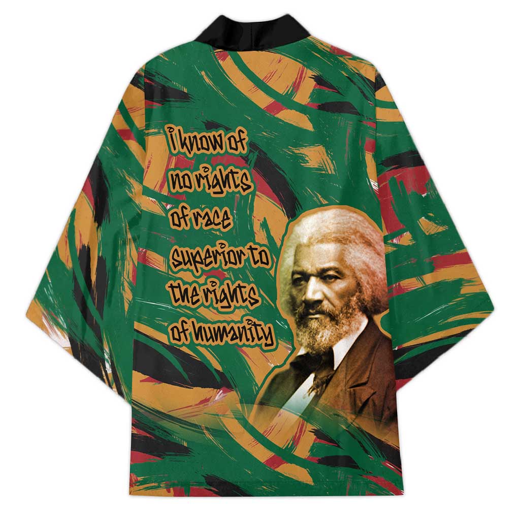 Frederick Douglass Kimono Green Abstract Design Civil Rights Leader Quote on Race and Humanity - Wonder Print Shop