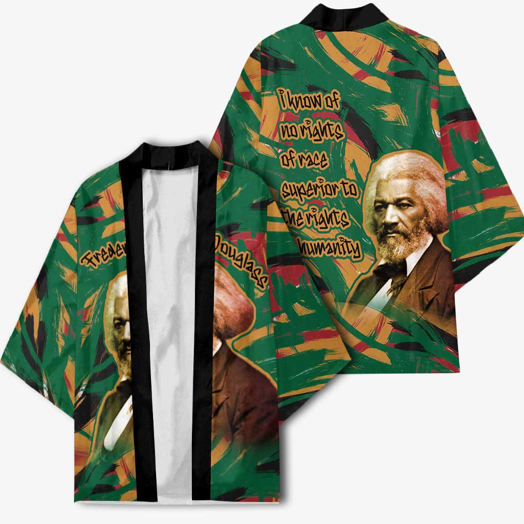 Frederick Douglass Kimono Green Abstract Design Civil Rights Leader Quote on Race and Humanity - Wonder Print Shop