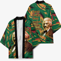 Frederick Douglass Kimono Green Abstract Design Civil Rights Leader Quote on Race and Humanity - Wonder Print Shop