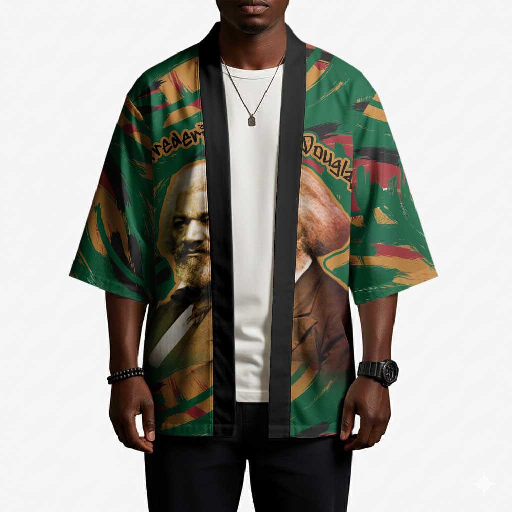 Frederick Douglass Kimono Green Abstract Design Civil Rights Leader Quote on Race and Humanity - Wonder Print Shop