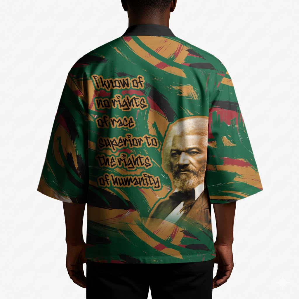 Frederick Douglass Kimono Green Abstract Design Civil Rights Leader Quote on Race and Humanity - Wonder Print Shop