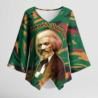 Frederick Douglass Kimono Sleeve Blouse Green Abstract Design Civil Rights Leader Quote on Race and Humanity - Wonder Print Shop