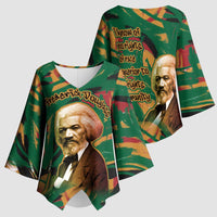 Frederick Douglass Kimono Sleeve Blouse Green Abstract Design Civil Rights Leader Quote on Race and Humanity - Wonder Print Shop