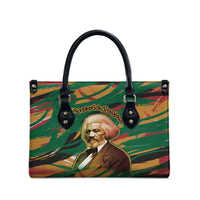 Frederick Douglass Leather Bag Green Abstract Design Civil Rights Leader Quote on Race and Humanity - Wonder Print Shop