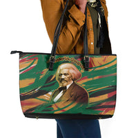 Frederick Douglass Leather Tote Bag Green Abstract Design Civil Rights Leader Quote on Race and Humanity - Wonder Print Shop