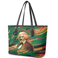 Frederick Douglass Leather Tote Bag Green Abstract Design Civil Rights Leader Quote on Race and Humanity - Wonder Print Shop
