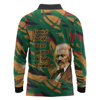 Frederick Douglass Long Sleeve Polo Shirt Green Abstract Design Civil Rights Leader Quote on Race and Humanity - Wonder Print Shop
