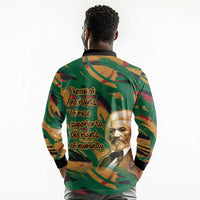 Frederick Douglass Long Sleeve Polo Shirt Green Abstract Design Civil Rights Leader Quote on Race and Humanity - Wonder Print Shop