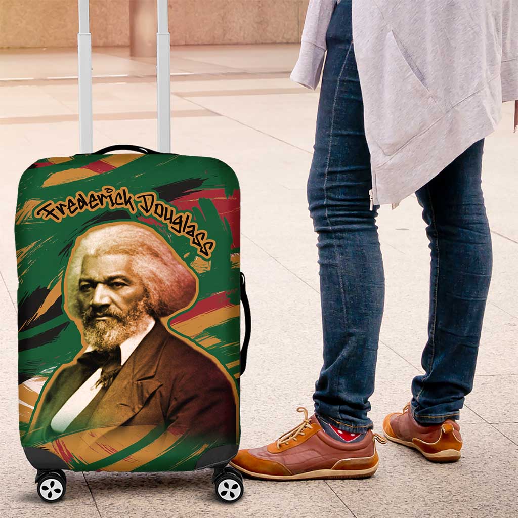Frederick Douglass Luggage Cover Green Abstract Design Civil Rights Leader Quote on Race and Humanity - Wonder Print Shop