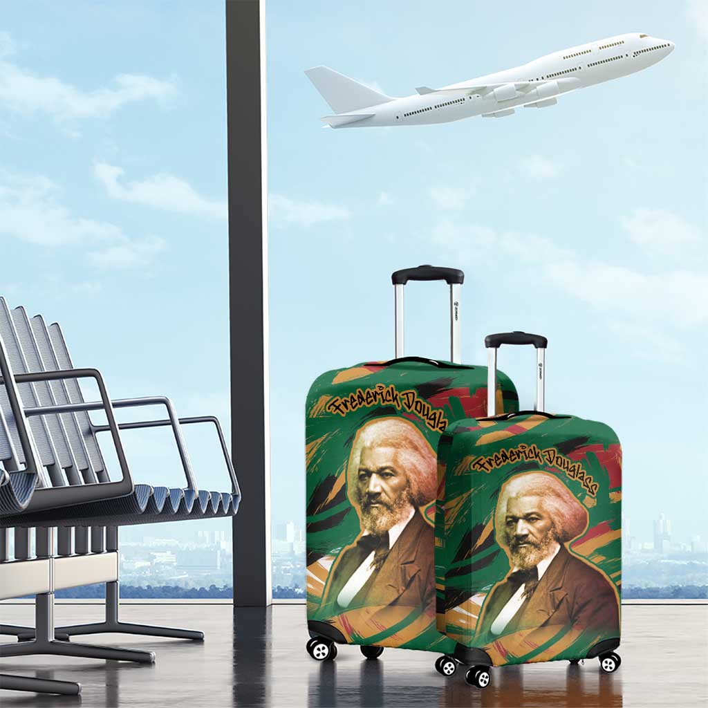 Frederick Douglass Luggage Cover Green Abstract Design Civil Rights Leader Quote on Race and Humanity - Wonder Print Shop