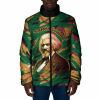 Frederick Douglass Padded Jacket Green Abstract Design Civil Rights Leader Quote on Race and Humanity - Wonder Print Shop